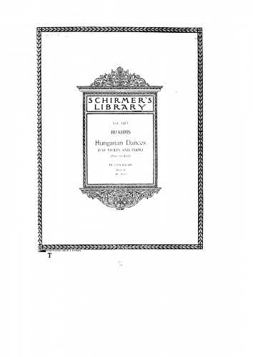 Brahms - Hungarian Dances - Heft II (Nos.6-10) For Violin and Piano (Joachim)