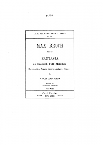 Bruch - Schottische Fantasie - For Violin and Piano (Composer)