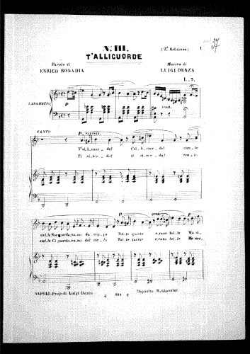 Denza - T'allicuorde - Score