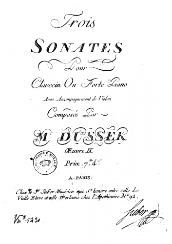 Dussek - Piano Sonata No. 2 - Score