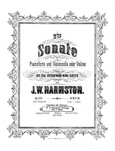 Harmston - Cello Sonata No. 2 - Scores and Parts