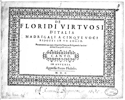 Phalèse Jr. - De floridi virtuosi d'Italia