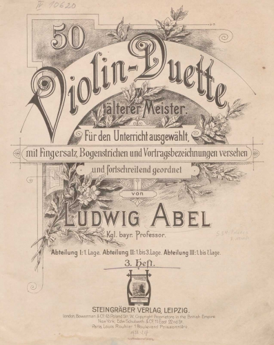 Abel - 50 Violin-Duette älterer Meister - Volume 3