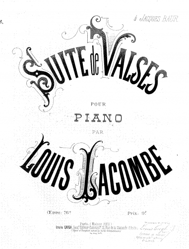 Lacombe - Suite de valses - Score