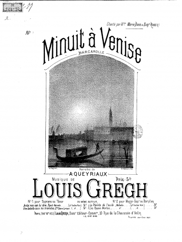 Gregh - Minuit à Venise - Score