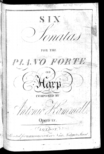 Kammel - 6 Keyboard Trios, Op. 16 - For Piano - Score