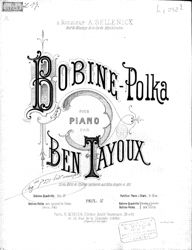 Bentayoux - Bobine - Polka For Piano - Score