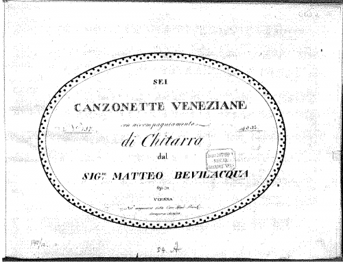 Bevilacqua - 6 Canzonette Veneziane, Op. 20 - Score