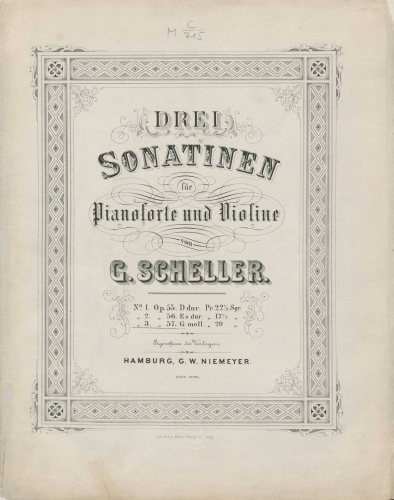 Scheller - 3 Violin Sonatinas - Sonatina in G minor, Op. 57 (Piano score)
