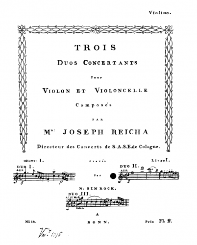 Reicha - 6 Duos Concertantes for Violin and Cello - Duo in F major (No. 2)