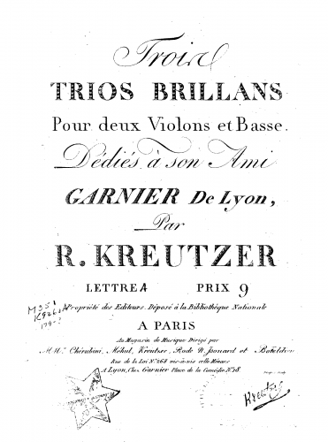 Kreutzer - 3 Trios brillants, Op. 15