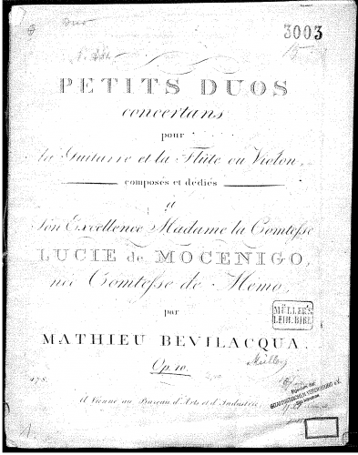 Bevilacqua - 10 Petits duos concertans, Op. 10