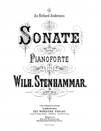 Stenhammar - Piano Sonata - Score