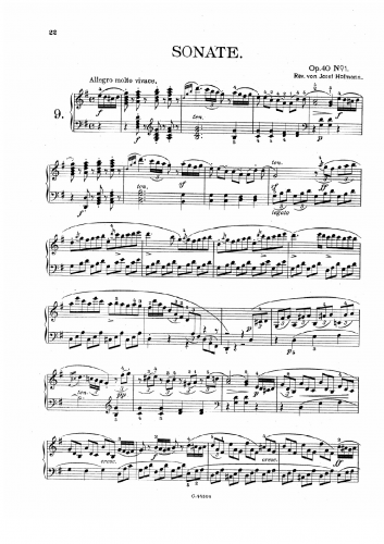 Clementi - Three Piano Sonatas, Op. 40 - Sonata No. 1 in G major (Monochrome)