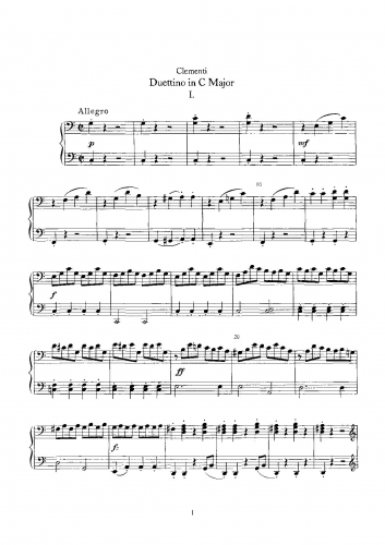 Clementi - Duettino in C major - Score