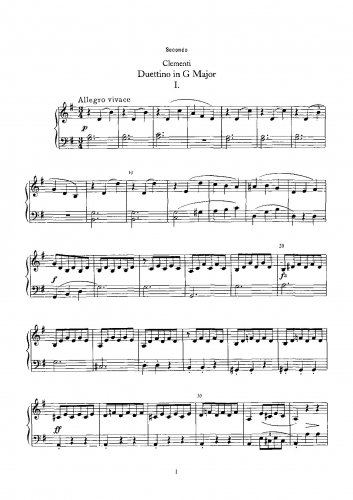 Clementi - Duettino in G major - Score