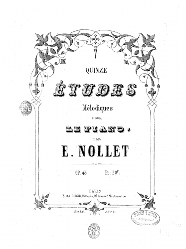 Nollet - Quinze études mélodiques - Score