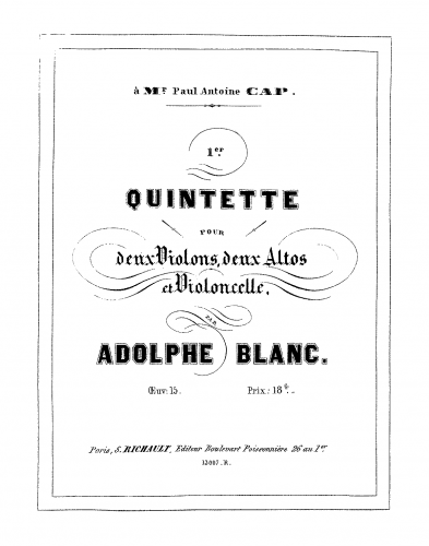 Blanc - String Quintet No. 1