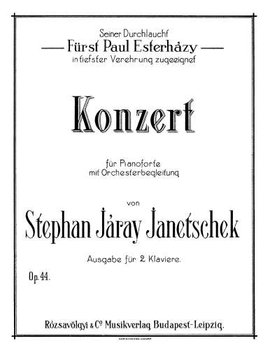 Járay-Janetschek - Piano Concerto, Op. 44 - For 2 Pianos - Score