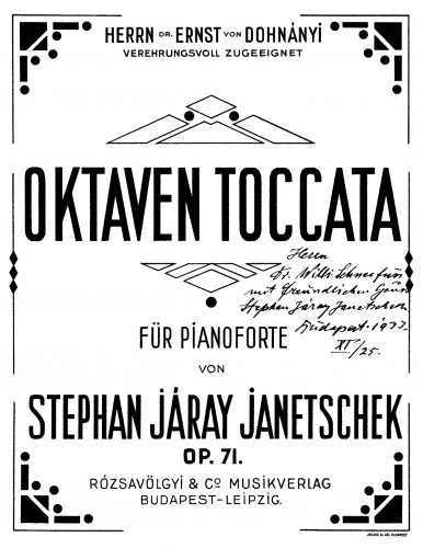 Járay-Janetschek - Oktaven Toccata, Op. 71 - Score