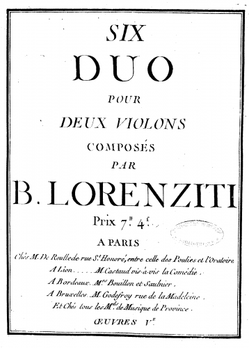 Lorenziti - Six duos pour deux violons