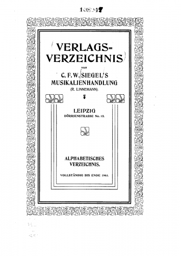 Various - Publishersâ Catalogues - Other [[C.F.W. Siegel]]