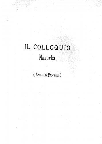 Panzini - Il Colloquio, Mazurka - Scores and Parts