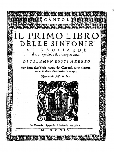Rossi - Sinfonie et gagliarde, Libro 1 - Scores and Parts