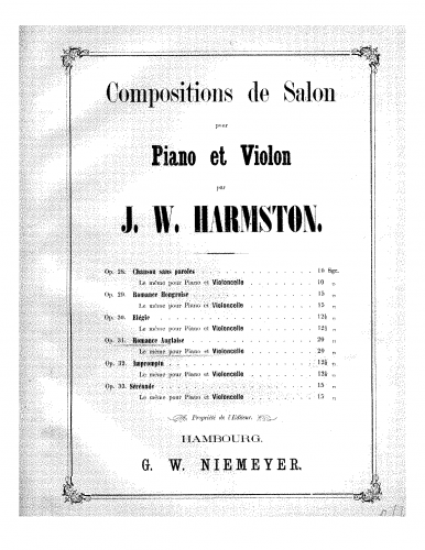 Harmston - Romance Anglaise, Op. 31 - piano score