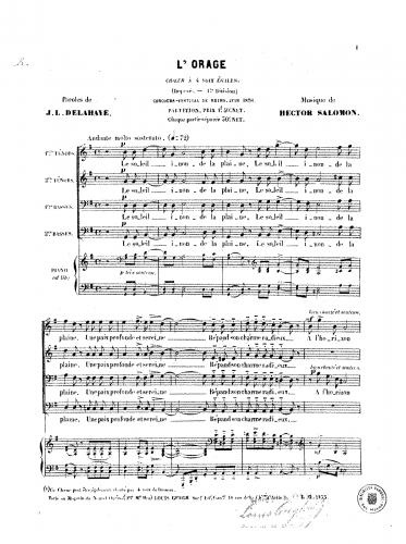 Salomon - L'orage - Score