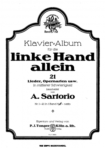 Sartorio - Klavier Album für die linke Hand allein - Score