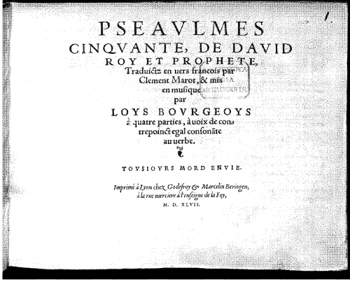Bourgeois - 50 Pseaulmes de David
