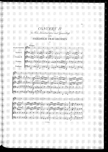 Frederick II - Flute Concerto No. 4 in D major - Score