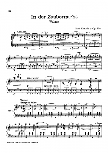 Komzák III - In der Zaubernacht Walzer - For Piano (Composer) - Score