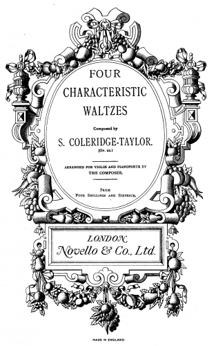 Coleridge-Taylor - Four Characteristic Waltzes - For Violin and Piano (Coleridge-Taylor)