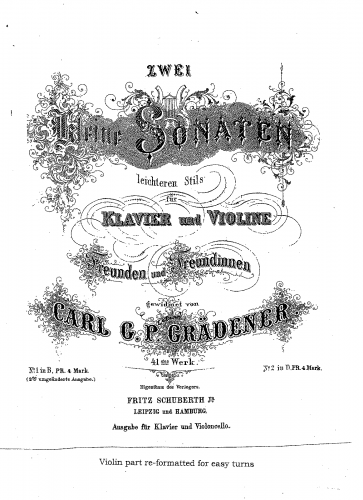 Grädener - 2 Kleine Sonaten leichteren Stils - Scores and Parts - Violin part (re-formatted)