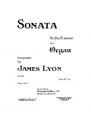 Lyon - Organ Sonata No. 2 - Score