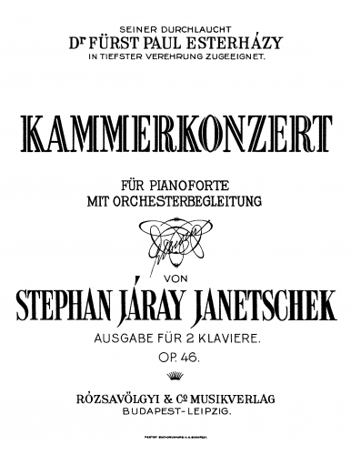 Járay-Janetschek - Piano Concerto - For 2 Pianos - Score