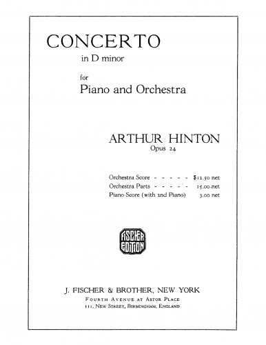 Hinton - Piano Concerto - For 2 Pianos - Score