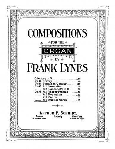 Lynes - 4 Pieces for Organ, Op. 58 - 4. Nuptial March