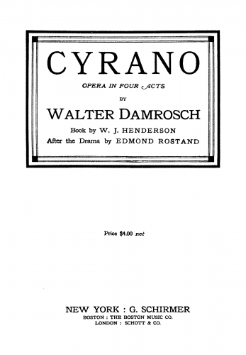 Damrosch - Cyrano - Vocal Score - Score