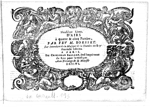 Boësset - IX. Livre d'airs de cour à quatre et cinq parties - Dessus
