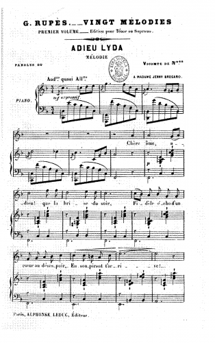 Rupès - Adieu Lyda - Score