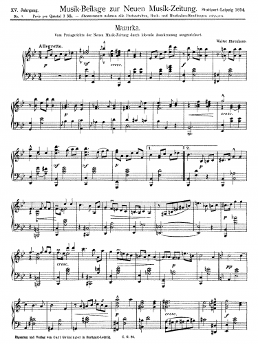 Ehrenhaus - Mazurka - Score