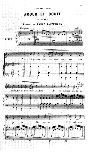 Rupès - Amour et doute - Score