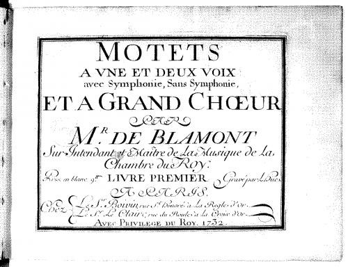 Colin de Blamont - Motets, livre premier - Score