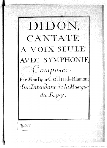 Colin de Blamont - Didon - Score