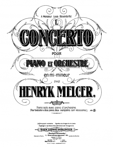 Melcer-Szczawi?ski - Piano Concerto No. 1 - For 2 Pianos - Score