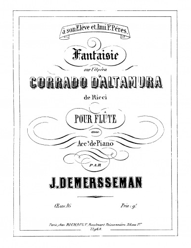 Demersseman - Fantaisie sur 'Corrado d'Altamura' de Ricci, Op. 16 - Score