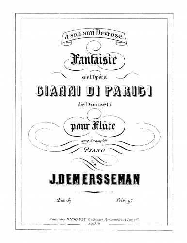 Demersseman - Fantaisie dur 'Gianni di Parigi' de Donizetti, Op. 17 - Score